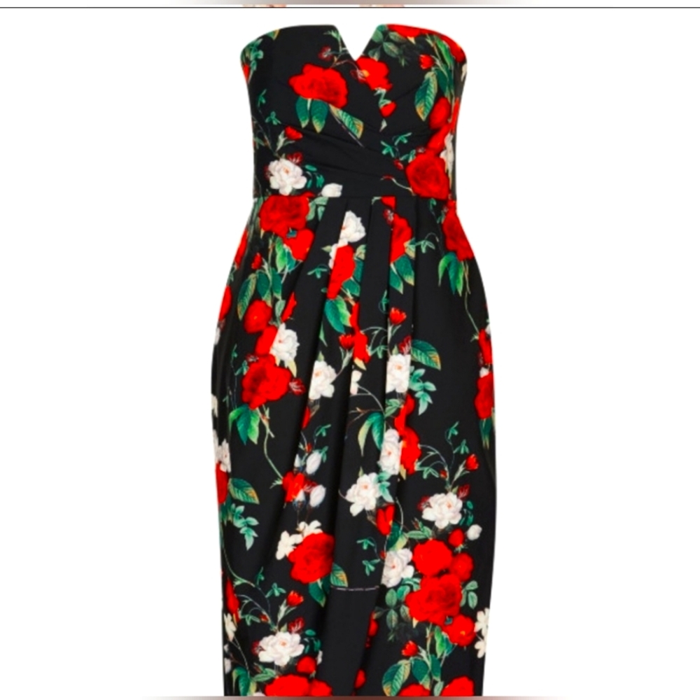 Strapless Floral Dress